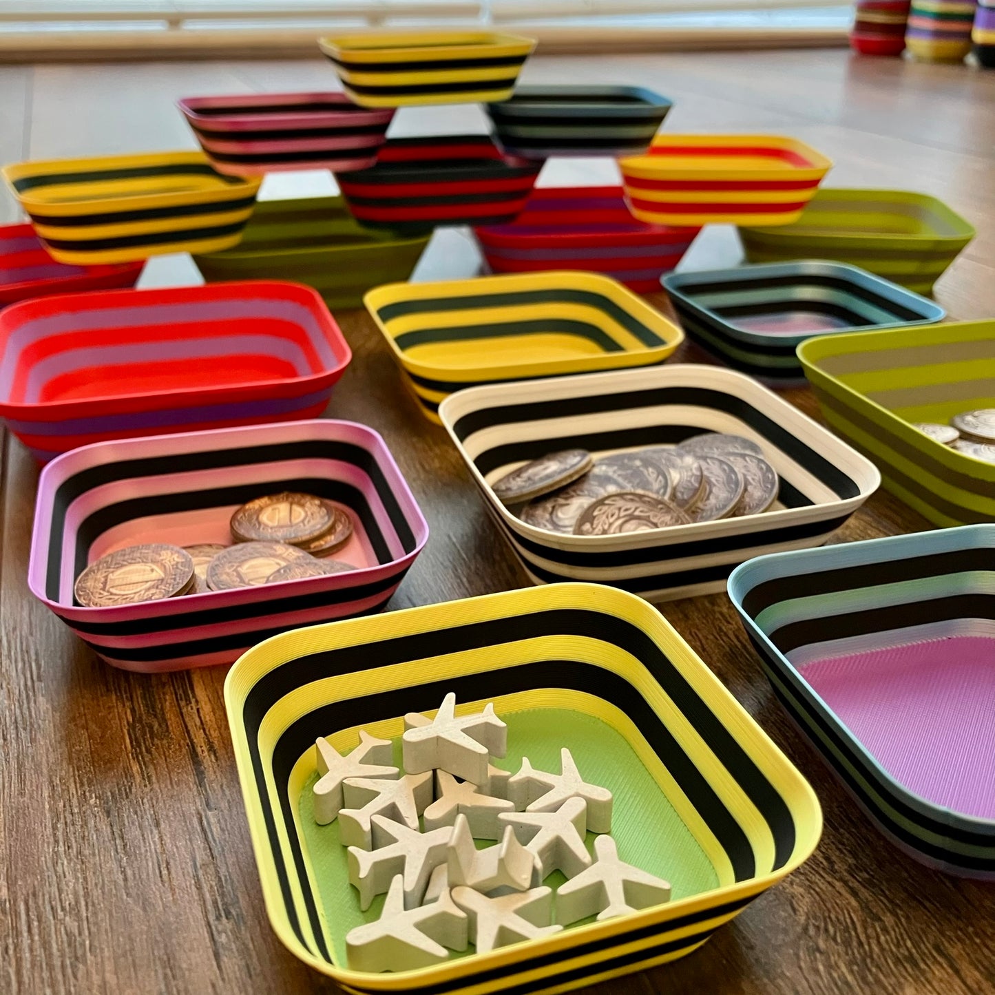 Striped Stackable Token Trays