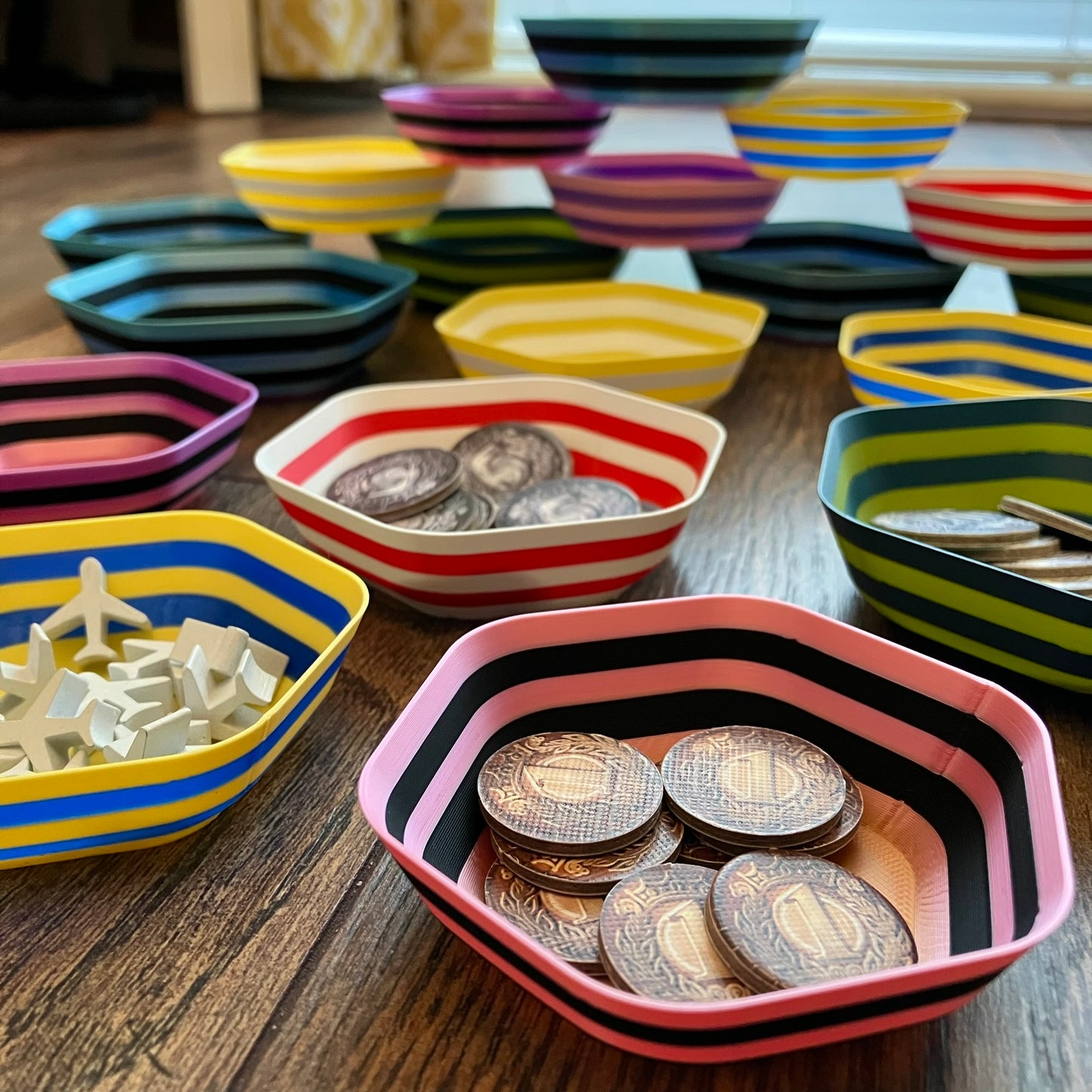 Striped Stackable Token Trays