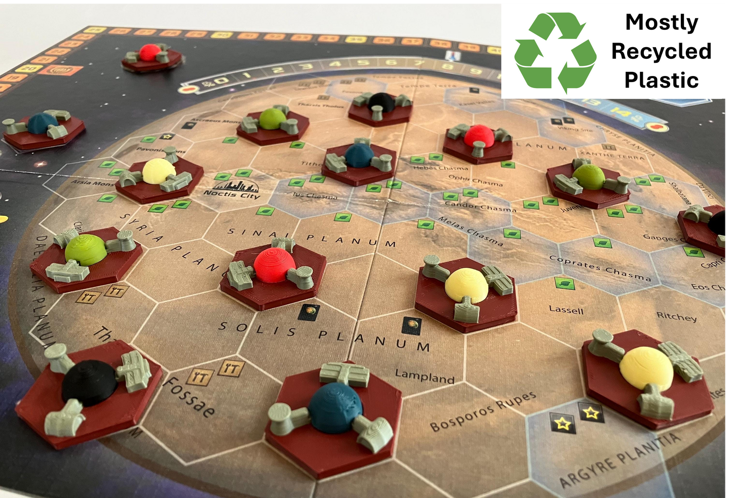 Terraforming Mars City Tiles x15 with Colour Domes
