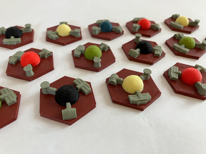 Terraforming Mars City Tiles x15 with Colour Domes