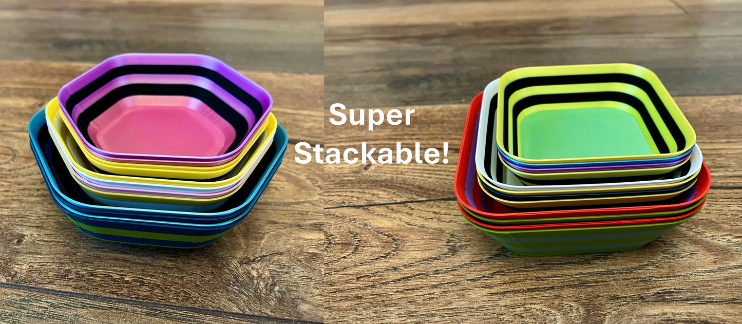Striped Stackable Token Trays